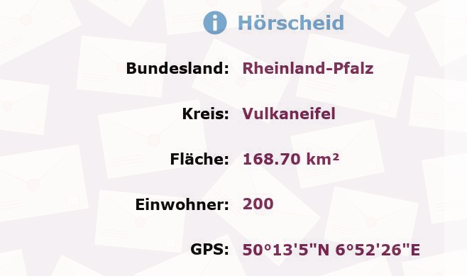 1 Postleitzahl in Hörscheid, Rheinland-Pfalz