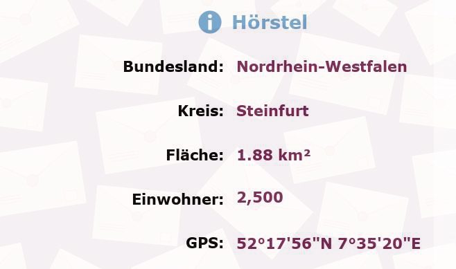 1 Postleitzahl in Hörstel, Nordrhein-Westfalen