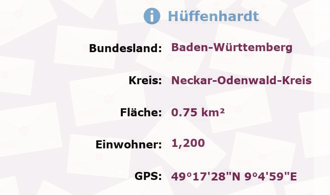 1 Postleitzahl in Hüffenhardt, Baden-Württemberg