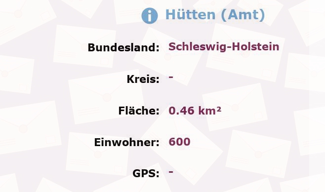 1 Postleitzahl in Hütten (Amt), Schleswig-Holstein