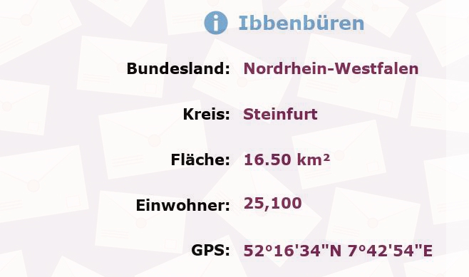 2 Postleitzahlen in Ibbenbüren, Nordrhein-Westfalen