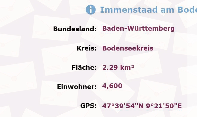 2 Postleitzahlen in Immenstaad am Bodensee, Baden-Württemberg