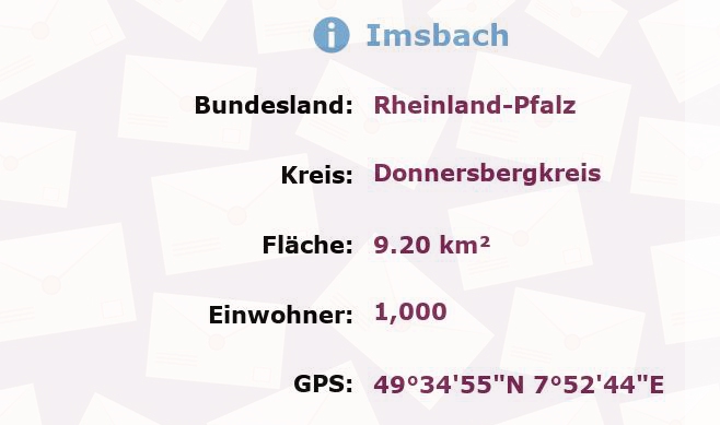 1 Postleitzahl in Imsbach, Rheinland-Pfalz