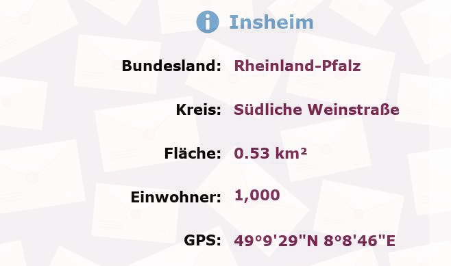 1 Postleitzahl in Insheim, Rheinland-Pfalz