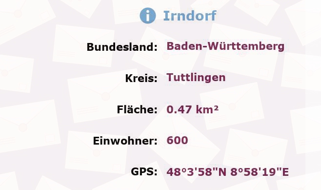 1 Postleitzahl in Irndorf, Baden-Württemberg