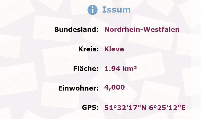 1 Postleitzahl in Issum, Nordrhein-Westfalen