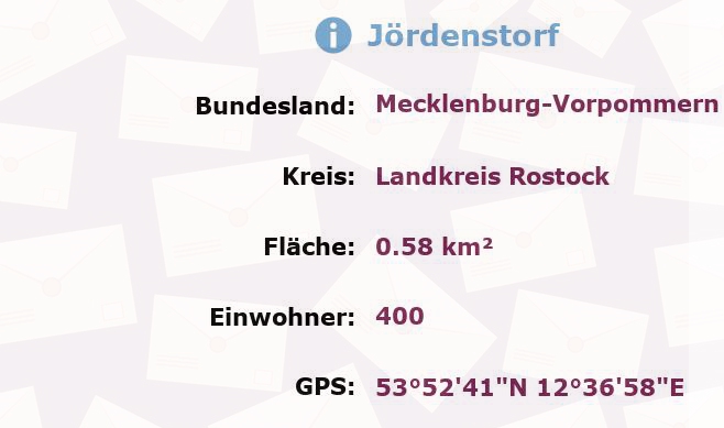 1 Postleitzahl in Jördenstorf, Mecklenburg-Vorpommern