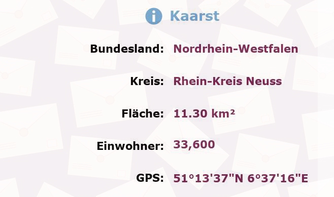 1 Postleitzahl in Kaarst, Nordrhein-Westfalen