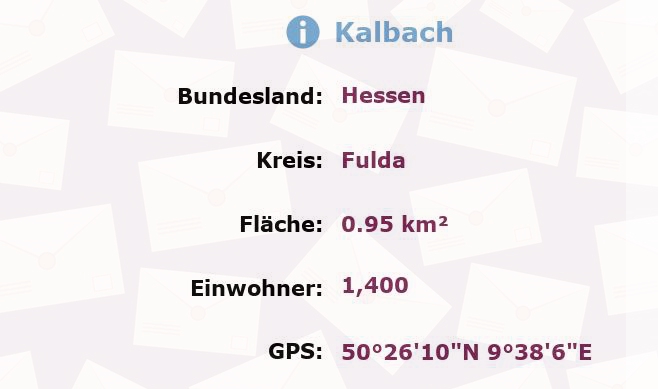 1 Postleitzahl in Kalbach, Hessen