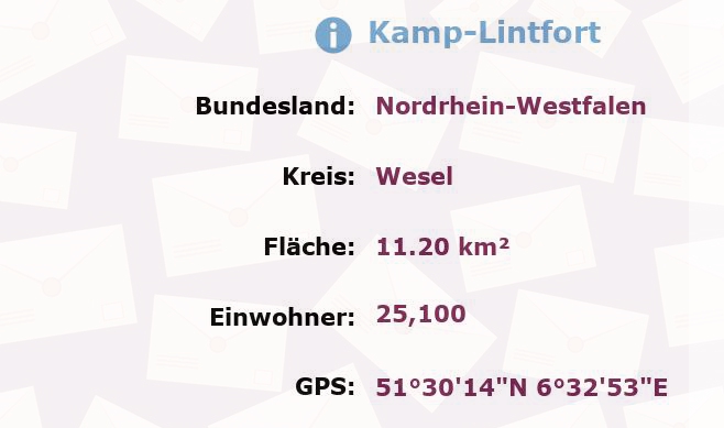 1 Postleitzahl in Kamp-Lintfort, Nordrhein-Westfalen