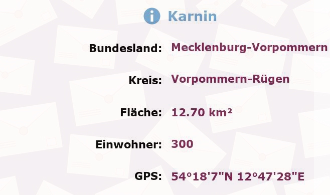 1 Postleitzahl in Karnin, Mecklenburg-Vorpommern