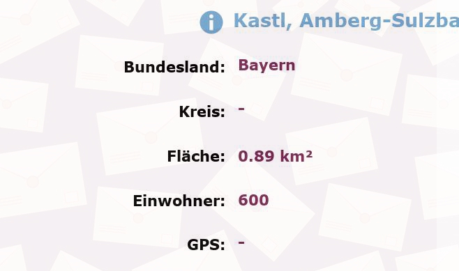 1 Postleitzahl in Kastl, Amberg-Sulzbach, Bayern