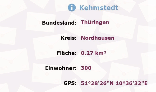 1 Postleitzahl in Kehmstedt, Thüringen