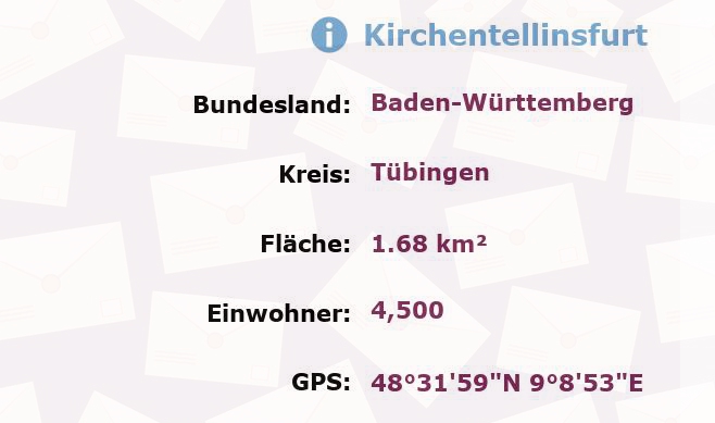 1 Postleitzahl in Kirchentellinsfurt, Baden-Württemberg