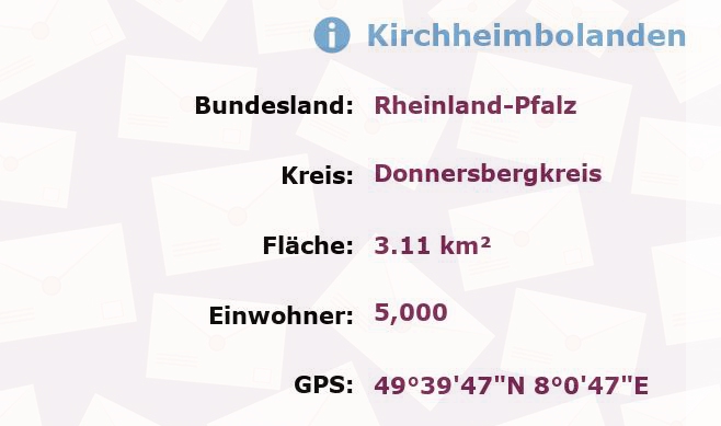 1 Postleitzahl in Kirchheimbolanden, Rheinland-Pfalz