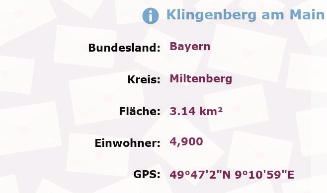 1 Postleitzahl in Klingenberg am Main, Bayern