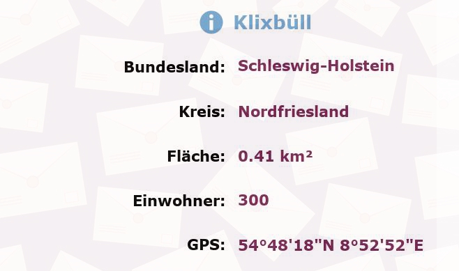 1 Postleitzahl in Klixbüll, Schleswig-Holstein