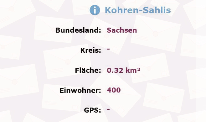 1 Postleitzahl in Kohren-Sahlis, Sachsen