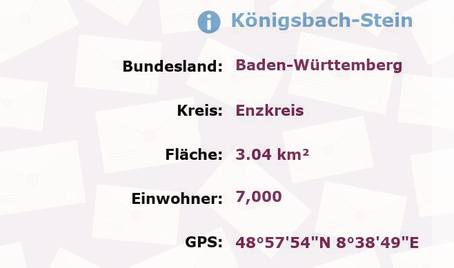 1 Postleitzahl in Königsbach-Stein, Baden-Württemberg