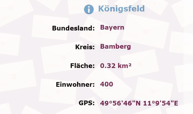 1 Postleitzahl in Königsfeld, Bayern