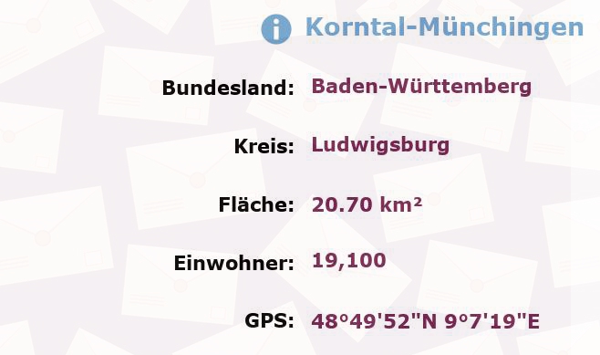 1 Postleitzahl in Korntal-Münchingen, Baden-Württemberg