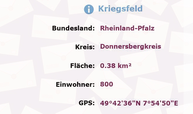 1 Postleitzahl in Kriegsfeld, Rheinland-Pfalz