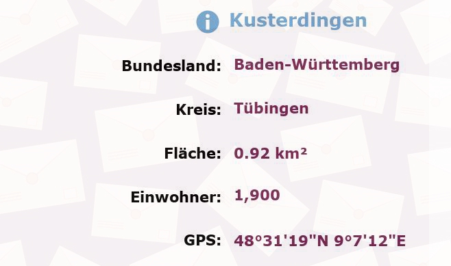 1 Postleitzahl in Kusterdingen, Baden-Württemberg