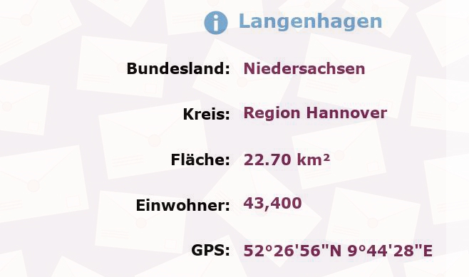 3 Postleitzahlen in Langenhagen, Niedersachsen