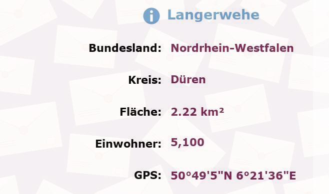 1 Postleitzahl in Langerwehe, Nordrhein-Westfalen