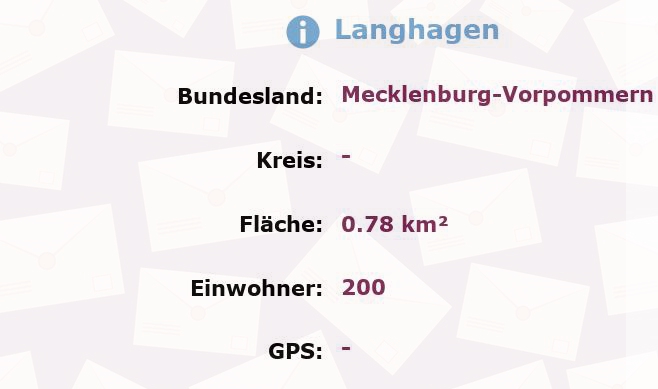 1 Postleitzahl in Langhagen, Mecklenburg-Vorpommern