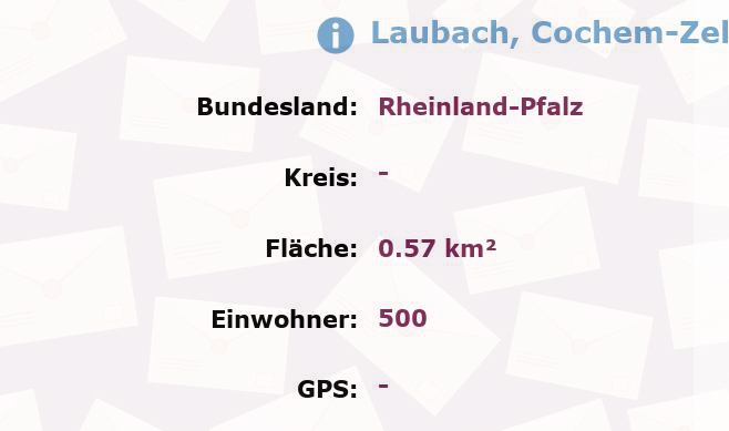 1 Postleitzahl in Laubach, Cochem-Zell, Rheinland-Pfalz