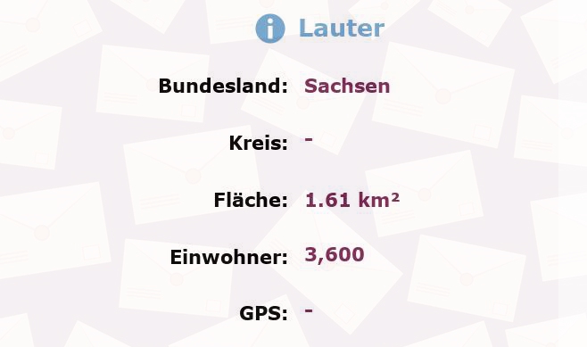 1 Postleitzahl in Lauter, Sachsen