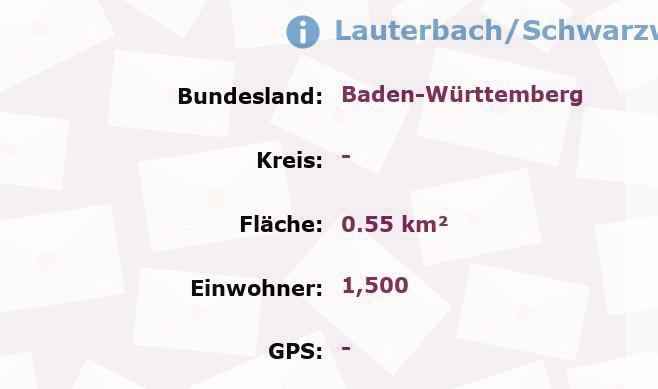 1 Postleitzahl in Lauterbach/Schwarzwald, Baden-Württemberg