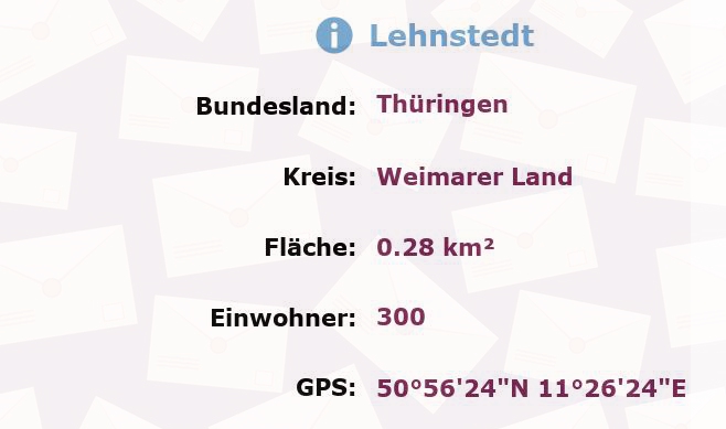 1 Postleitzahl in Lehnstedt, Thüringen