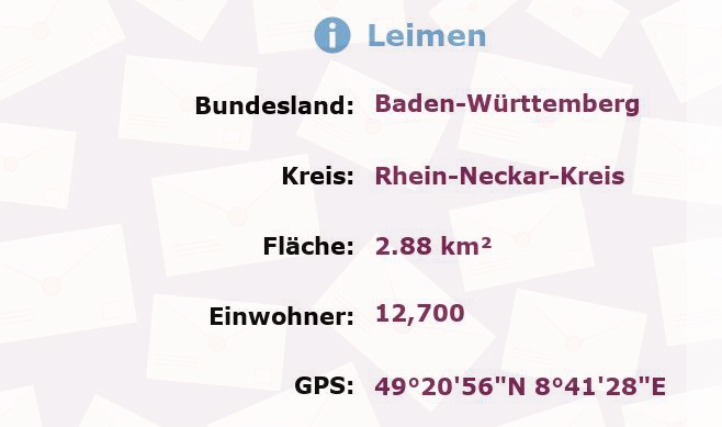 1 Postleitzahl in Leimen, Baden-Württemberg