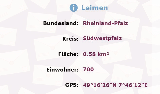 1 Postleitzahl in Leimen, Rheinland-Pfalz