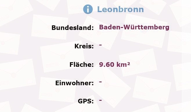 1 Postleitzahl in Leonbronn, Baden-Württemberg