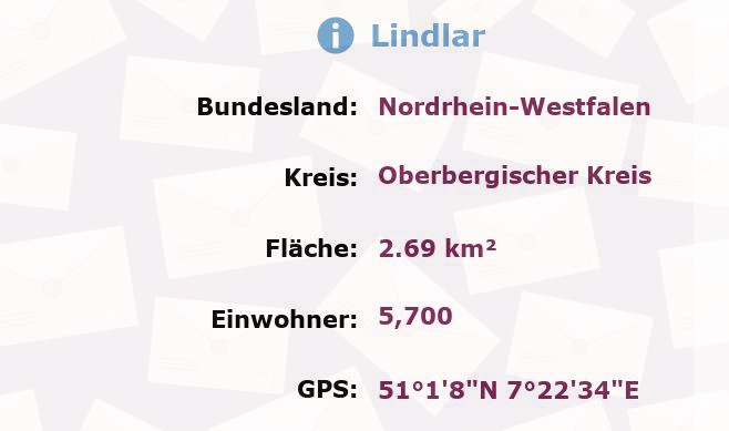 1 Postleitzahl in Lindlar, Nordrhein-Westfalen