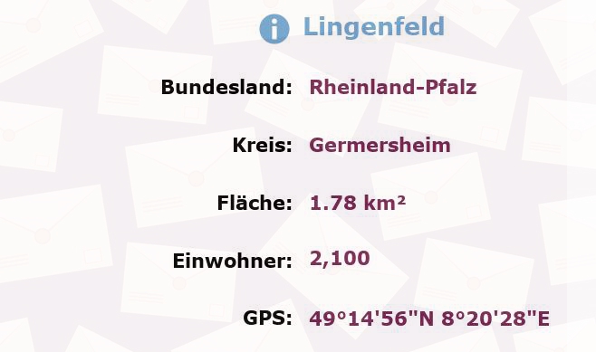 1 Postleitzahl in Lingenfeld, Rheinland-Pfalz