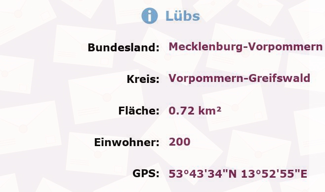 1 Postleitzahl in Lübs, Mecklenburg-Vorpommern