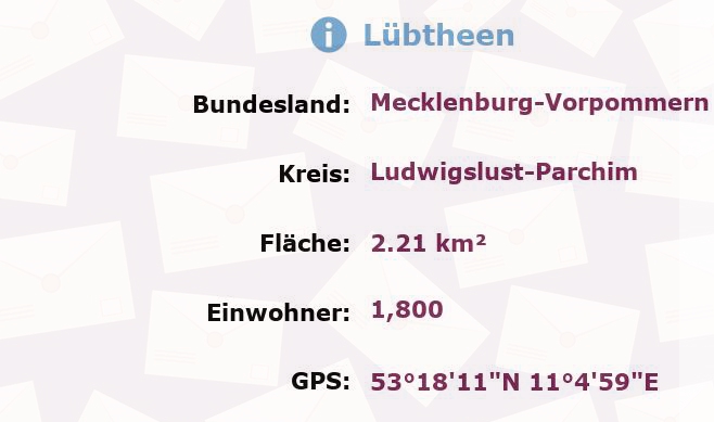 1 Postleitzahl in Lübtheen, Mecklenburg-Vorpommern