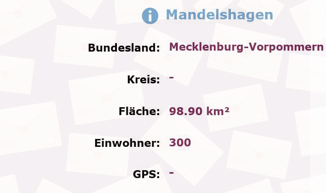 1 Postleitzahl in Mandelshagen, Mecklenburg-Vorpommern