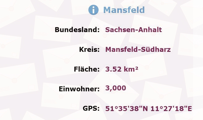 1 Postleitzahl in Mansfeld, Sachsen-Anhalt