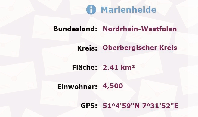 1 Postleitzahl in Marienheide, Nordrhein-Westfalen