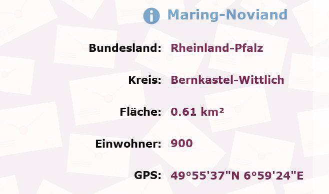 1 Postleitzahl in Maring-Noviand, Rheinland-Pfalz