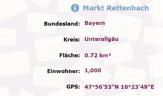 1 Postleitzahl in Markt Rettenbach, Bayern