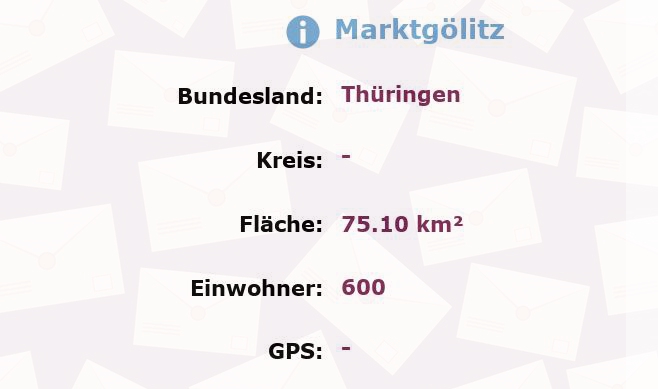 1 Postleitzahl in Marktgölitz, Thüringen