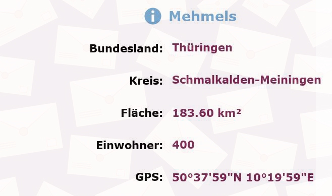 1 Postleitzahl in Mehmels, Thüringen