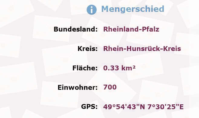 1 Postleitzahl in Mengerschied, Rheinland-Pfalz