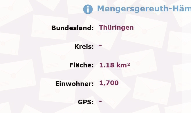 1 Postleitzahl in Mengersgereuth-Hämmern, Thüringen